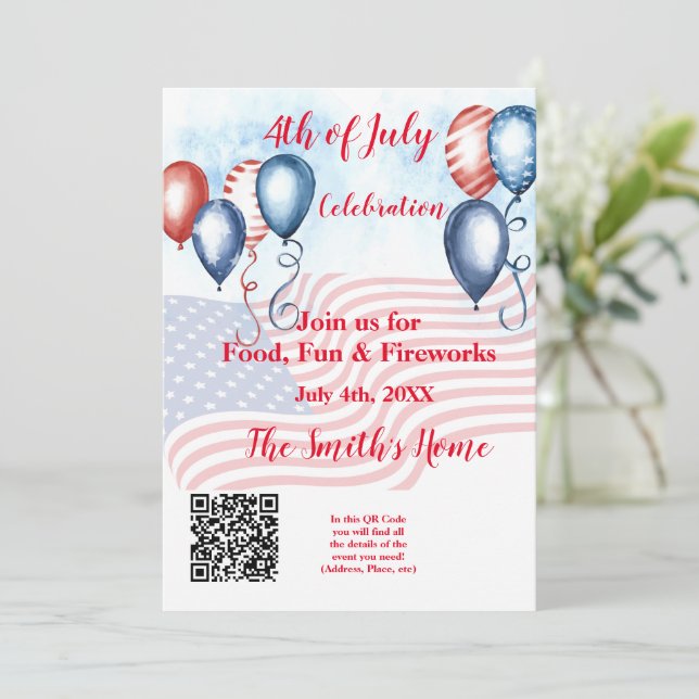 4th July Celebration Invitation (Standing Front)