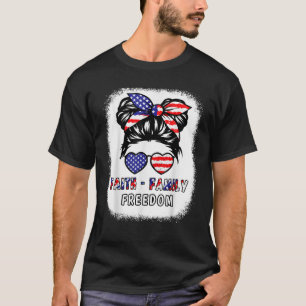 4th July Christian Faith Family Freedom USA Flag K T-Shirt