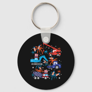 4th July Construction Trucks Vehicle Patriot Boy K Key Ring