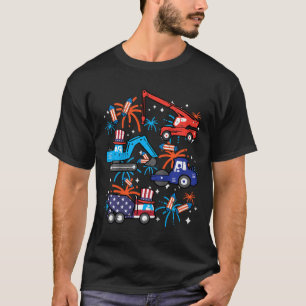 4th July Construction Trucks Vehicle Patriot Boy K T-Shirt