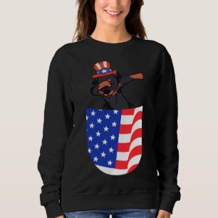 4th July Dabbing Rottweiler Usa Pocket Sweatshirt