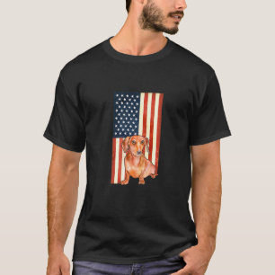 4th July Dachshund American Flag Proud Men Women K T-Shirt