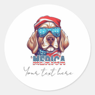 4th July Dog Classic Round Sticker