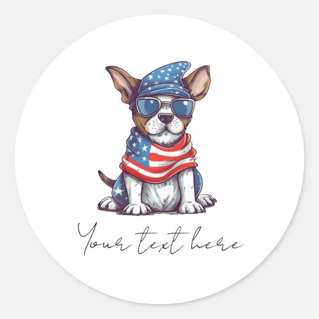 4th July Dog Classic Round Sticker (Front)