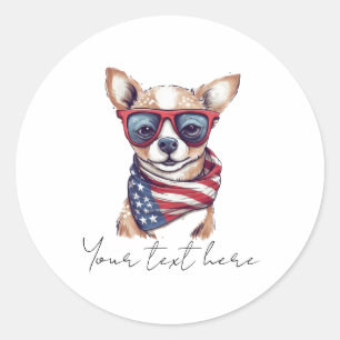4th July Dog Classic Round Sticker