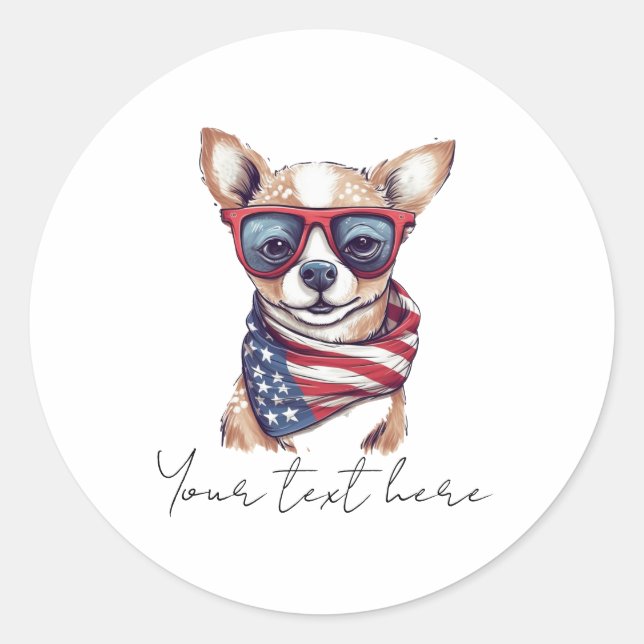 4th July Dog Classic Round Sticker (Front)