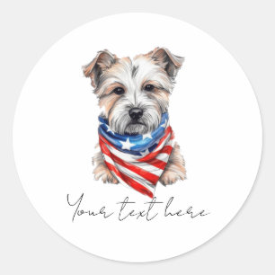 4th July Dog Classic Round Sticker