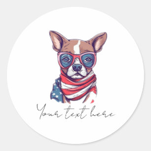 4th July Dog Classic Round Sticker