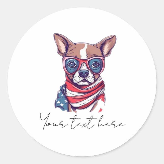 4th July Dog Classic Round Sticker (Front)