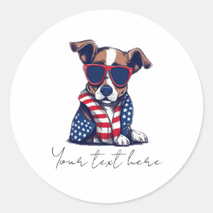4th July Dog Classic Round Sticker