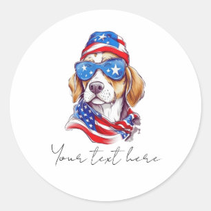 4th July Dog Classic Round Sticker
