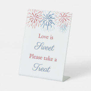 4th July Fireworks Bridal Shower Favor Table Pedestal Sign