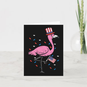 4th July Flamingo Us Flag Bird Patriotic Women Gir Card