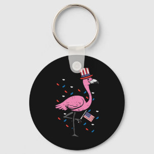 4th July Flamingo Us Flag Bird Patriotic Women Gir Key Ring