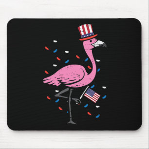 4th July Flamingo Us Flag Bird Patriotic Women Gir Mouse Pad