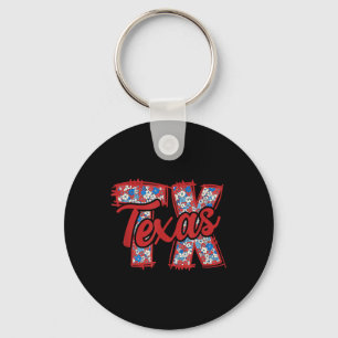 4th July Floral Coquette Texas Trendy Girly Coquet Key Ring