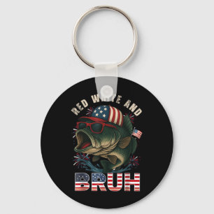 4th July Funny American Flag Patriotic Fishing Key Ring