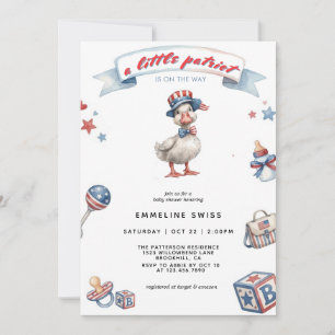 4th July Goose Little Patriot Baby Shower Invitation