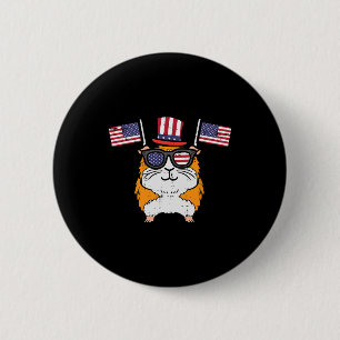 4th July Guinea Pig Us Flag Patriot Boys Girls Kid 6 Cm Round Badge