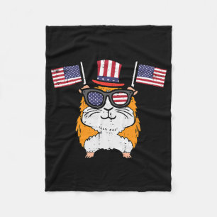 4th July Guinea Pig Us Flag Patriot Boys Girls Kid Fleece Blanket