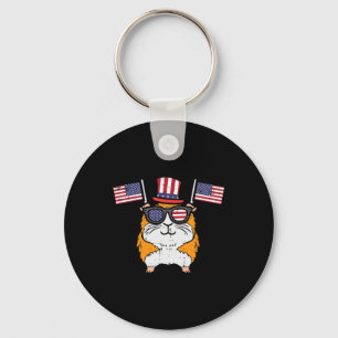4th July Guinea Pig Us Flag Patriot Boys Girls Kid Key Ring