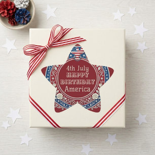 4th July Happy Birthday America Patriotic Eagle Star Sticker