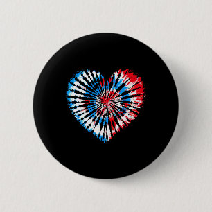 4th July Heart Tie Dye American Usa Flag Boys Girl 6 Cm Round Badge