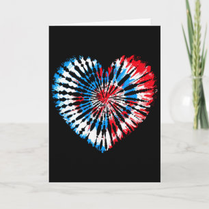 4th July Heart Tie Dye American Usa Flag Boys Girl Card