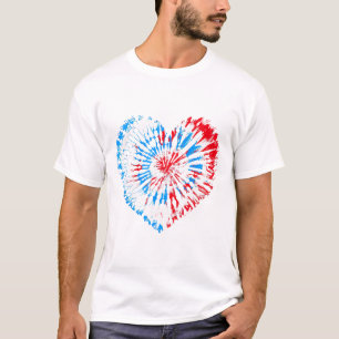 4th July Heart Tie Dye American Usa Flag Boys Girl T-Shirt