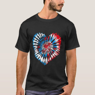 4th July Heart Tie Dye American Usa Flag Boys Girl T-Shirt