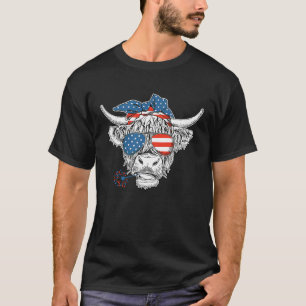 4th July Heifer American Flag Farmer Cow Patrioti T-Shirt