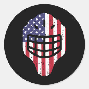 4th July Ice Hockey Helmet America Flag America Bo Classic Round Sticker