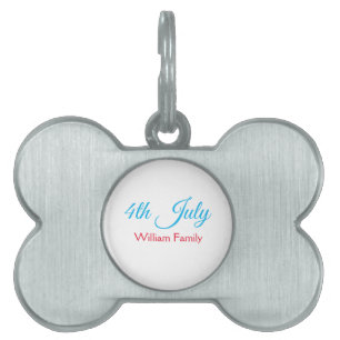 4th July independence day add name text custom Pet ID Tag