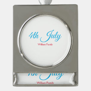 4th July independence day add name text custom Silver Plated Banner Ornament