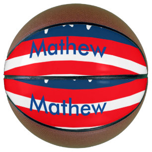 4th july independence day add name text US flag Basketball