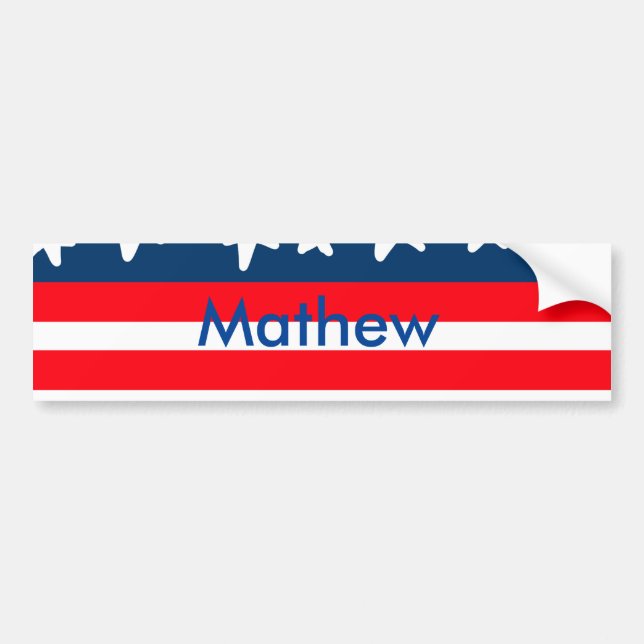 4th july independence day add name text US flag Bumper Sticker (Front)