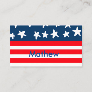 4th july independence day add name text US flag Business Card