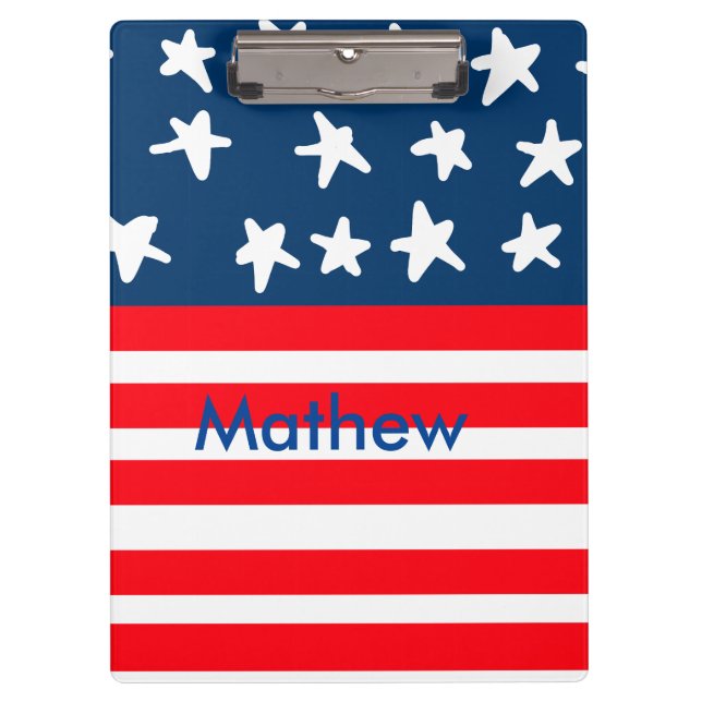 4th july independence day add name text US flag Clipboard (Front)