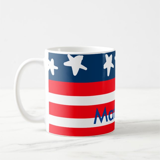 4th july independence day add name text US flag Coffee Mug (Left)