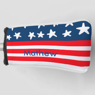 4th july independence day add name text US flag Golf Head Cover