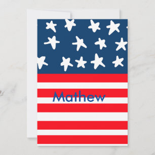 4th july independence day add name text US flag Invitation