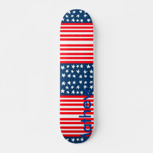 4th july independence day add name text US flag Skateboard