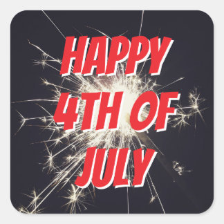4th july independence day firework at night square sticker