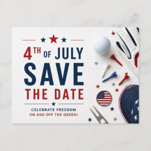 4th July Independence Day for Golf Party Announcement Postcard