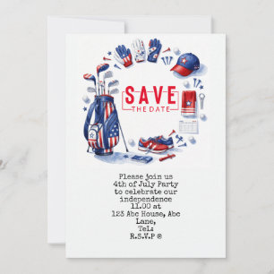 4th July Independence Day Golfer party Invitation