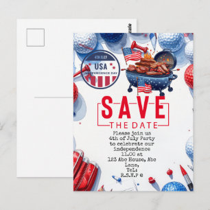  4th July   Independence Day Golfer party   Postcard