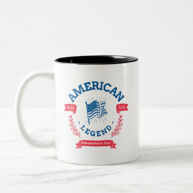4th July Independence Day Two-Tone Coffee Mug (Left)