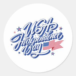 4th July Independence Day Usa Flag Patriotic Ameri Classic Round Sticker