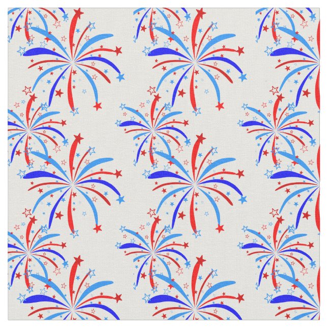 4th july independence fireworks stars  fabric (Close Up)