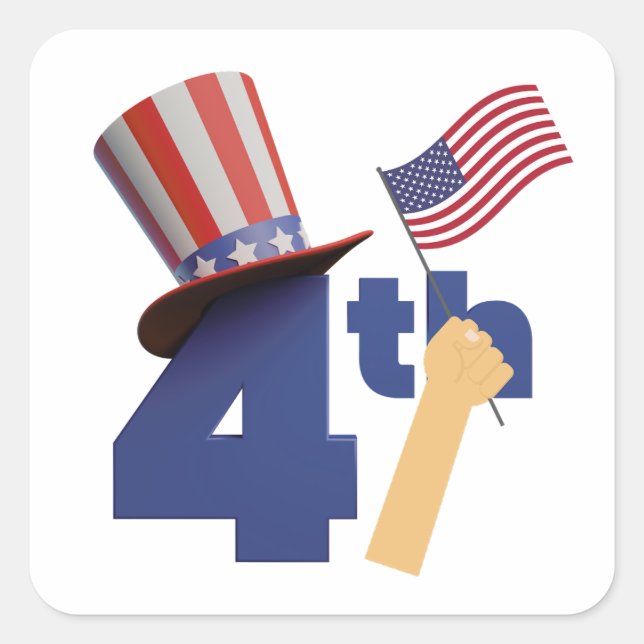 4th July Independent Day Square Sticker (Front)